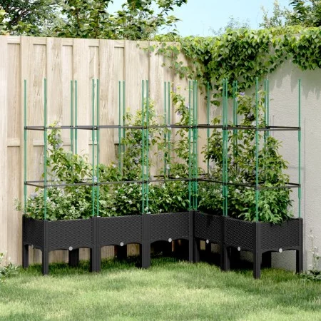 Planter with black PP trellis 160x120x142.5 cm by vidaXL, Pots and planters - Ref: Foro24-367968, Price: 121,94 €, Discount: %