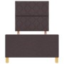 Estructura de cama con cabecera Marrón oscuro 90 x 190 cm tela