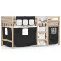 Cama alta niños con cortinas madera pino blanco negro 90x200 cm de vidaXL, Camas y somieres - Ref: Foro24-3283817, Precio: 19...