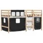 Cama alta niños con cortinas madera pino blanco negro 90x200 cm de vidaXL, Camas y somieres - Ref: Foro24-3283817, Precio: 19...