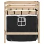 Cama alta niños con cortinas madera pino blanco negro 90x200 cm de vidaXL, Camas y somieres - Ref: Foro24-3283817, Precio: 19...