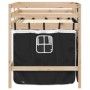Hochbett für Kinder mit Vorhängen aus schwarz-weißem Kiefernholz, 90 x 200 cm von vidaXL, Betten und Lattenroste - Ref: Foro2...