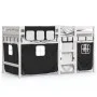 Cama alta niños con cortinas madera pino blanco negro 90x190 cm de vidaXL, Camas y somieres - Ref: Foro24-3283829, Precio: 20...