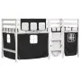 Cama alta niños con cortinas madera pino blanco negro 90x190 cm de vidaXL, Camas y somieres - Ref: Foro24-3283829, Precio: 20...