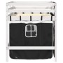 Cama alta niños con cortinas madera pino blanco negro 90x190 cm
