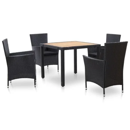 Set de comedor de jardín 5 pzas y cojines ratán sintético negro by vidaXL, Garden sets - Ref: Foro24-46025, Price: 401,14 €, ...