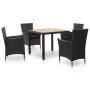 Set de comedor de jardín 5 pzas y cojines ratán sintético negro by vidaXL, Garden sets - Ref: Foro24-46025, Price: 401,14 €, ...