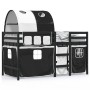 Cama alta niños con túnel madera pino blanco negro 80x200 cm de vidaXL, Camas y somieres - Ref: Foro24-3283841, Precio: 204,07 €