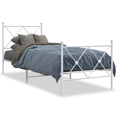 Metallbettgestell mit Kopf- und Fußteil weiß 75x190 cm von vidaXL, Betten und Lattenroste - Ref: Foro24-376559, Preis: 65,57 ...