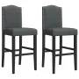 High stools 2 pcs solid rubber wood and fabric by vidaXL, Kitchen stools - Ref: Foro24-4006208, Price: 111,40 €, Discount: %