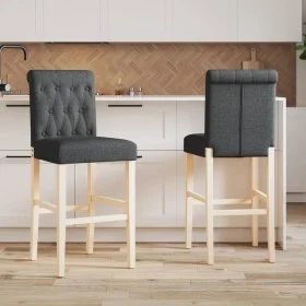 Taburetes altos 2 uds madera maciza de caucho y tela de vidaXL, Taburetes de cocina - Ref: Foro24-4006215, Precio: 140,20 €, ...