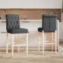 Hohe Hocker, 2 Stück, massives Gummiholz und Stoff von vidaXL, Küchenhocker - Ref: Foro24-4006215, Preis: 142,38 €, Rabatt: %