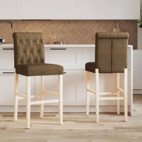 High stools 2 pcs solid rubber wood and fabric by vidaXL, Kitchen stools - Ref: Foro24-4006220, Price: 113,87 €, Discount: %
