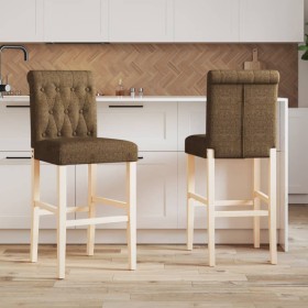 Hohe Hocker, 2 Stück, massives Gummiholz und Stoff von vidaXL, Küchenhocker - Ref: Foro24-4006220, Preis: 115,24 €, Rabatt: %