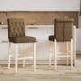 Taburetes altos 2 uds madera maciza de caucho y tela de vidaXL, Taburetes de cocina - Ref: Foro24-4006220, Precio: 113,87 €, ...