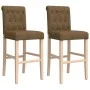 Taburetes altos 2 uds madera maciza de caucho y tela de vidaXL, Taburetes de cocina - Ref: Foro24-4006220, Precio: 113,87 €, ...