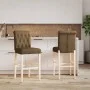 Taburetes altos 2 uds madera maciza de caucho y tela de vidaXL, Taburetes de cocina - Ref: Foro24-4006220, Precio: 113,87 €, ...
