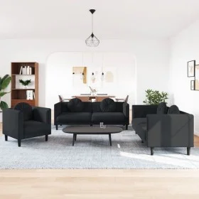 3-piece black velvet sofa set with cushions by vidaXL, Sofas - Ref: Foro24-3209252, Price: 721,86 €, Discount: %