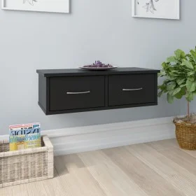 Black plywood wall-mounted drawer shelf 60x26x18.5cm by vidaXL, Shelves and shelves - Ref: Foro24-800586, Price: 46,34 €, Dis...