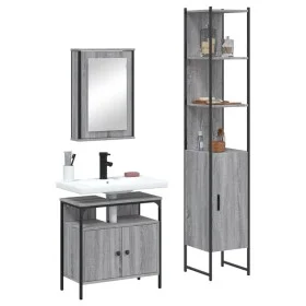 3-teiliges Badezimmermöbelset aus grauem Sonoma-Sperrholz von vidaXL, Badezimmermöbel - Ref: Foro24-3214798, Preis: 180,06 €,...