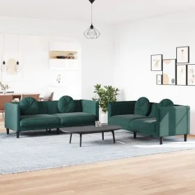 Dark green velvet 2-piece sofa set with cushions by vidaXL, Sofas - Ref: Foro24-3209259, Price: 553,10 €, Discount: %