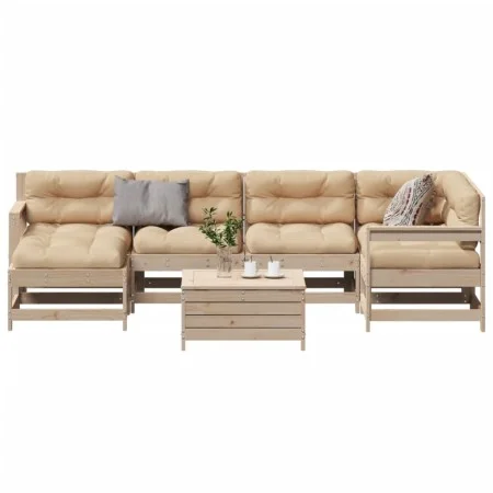 Gartenmöbel-Set 7-teilig und Kissen aus massivem Kiefernholz von vidaXL, Gartensets - Ref: Foro24-3250936, Preis: 632,00 €, R...