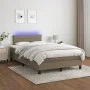Box spring bed with mattress and LED taupe gray fabric 120x190 cm by vidaXL, Beds and slatted bases - Ref: Foro24-3270050, Pr...