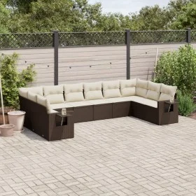 10-teilige Gartensofagarnitur und braune synthetische Rattankissen von vidaXL, Gartensets - Ref: Foro24-3220672, Preis: 663,9...