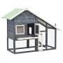 Hütte aus massivem Tannenholz grau und weiß 140x63x120 cm von vidaXL, Käfige und Lebensräume für Kleintiere - Ref: Foro24-170...
