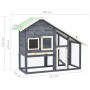 Solid gray and white fir wood rabbit hutch 140x63x120 cm by vidaXL, Cages and habitats for small animals - Ref: Foro24-170869...