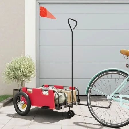 Iron bicycle trailer and red Oxford cloth by vidaXL, Bicycle trailers - Ref: Foro24-94181, Price: 77,86 €, Discount: %