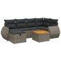 7-teiliges Gartensofa-Set mit grauen PE-Rattan-Kissen von vidaXL, Gartensets - Ref: Foro24-3265064, Preis: 423,31 €, Rabatt: %