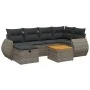 Set de sofás de jardín 7 piezas con cojines ratán PE gris de vidaXL, Conjuntos de jardín - Ref: Foro24-3265064, Precio: 431,0...