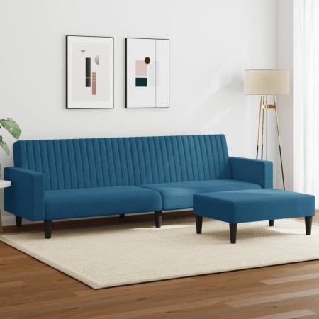 2-teilige Sofagarnitur aus blauem Samt von vidaXL, Sofas - Ref: Foro24-3216279, Preis: 354,46 €, Rabatt: %