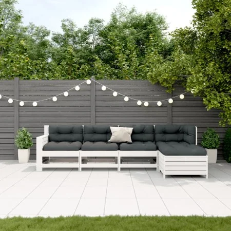 5-teiliges Gartenmöbel-Set mit Kissen aus massivem Weißkiefernholz von vidaXL, Gartensets - Ref: Foro24-3250833, Preis: 473,1...