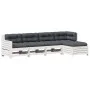 5-teiliges Gartenmöbel-Set mit Kissen aus massivem Weißkiefernholz von vidaXL, Gartensets - Ref: Foro24-3250833, Preis: 473,1...