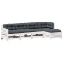5-teiliges Gartenmöbel-Set mit Kissen aus massivem Weißkiefernholz von vidaXL, Gartensets - Ref: Foro24-3250833, Preis: 477,8...