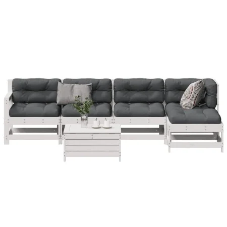 6-piece garden furniture set with solid white pine wood cushions by vidaXL, Garden sets - Ref: Foro24-3250929, Price: 511,00 ...