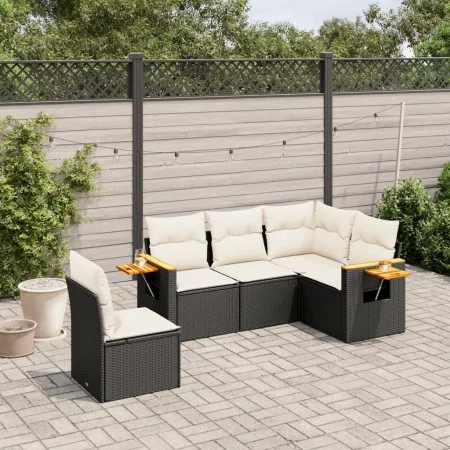 5-piece garden furniture set and black synthetic rattan cushions by vidaXL, Garden sets - Ref: Foro24-3226812, Price: 332,51 ...