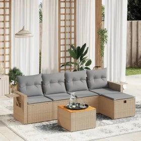 Gartensofa-Set mit beigem Kissenmix, 6-teilig, PE-Rattan von vidaXL, Gartensets - Ref: Foro24-3264944, Preis: 349,12 €, Rabat...