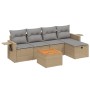 Gartensofa-Set mit beigem Kissenmix, 6-teilig, PE-Rattan von vidaXL, Gartensets - Ref: Foro24-3264944, Preis: 348,47 €, Rabat...