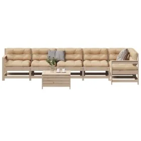 Gartenmöbel-Set 7-teilig und Kissen aus massivem Kiefernholz von vidaXL, Gartensets - Ref: Foro24-3250892, Preis: 653,90 €, R...