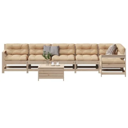 Gartenmöbel-Set 7-teilig und Kissen aus massivem Kiefernholz von vidaXL, Gartensets - Ref: Foro24-3250892, Preis: 652,94 €, R...