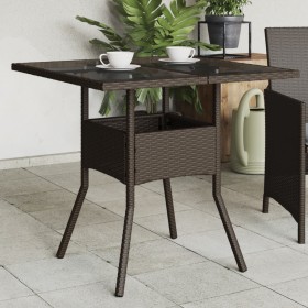Gartentisch Glasoberfläche PE Rattan braun 80x80x75 cm von vidaXL, Gartentische - Ref: Foro24-365524, Preis: 84,83 €, Rabatt: %