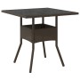 Garden table glass surface PE rattan brown 80x80x75 cm by vidaXL, Garden tables - Ref: Foro24-365524, Price: 84,83 €, Discoun...