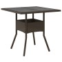 Garden table glass surface PE rattan brown 80x80x75 cm by vidaXL, Garden tables - Ref: Foro24-365524, Price: 84,83 €, Discoun...