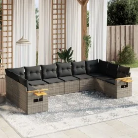 10-teiliges Gartensofa-Set mit grauen synthetischen Rattankissen von vidaXL, Gartensets - Ref: Foro24-3227166, Preis: 605,63 ...
