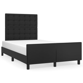 Estructura cama con cabecero cuero sintético negro 120x190 cm