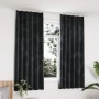 Cortinas opacas y ganchos 2 pzas terciopelo antracita 140x175cm