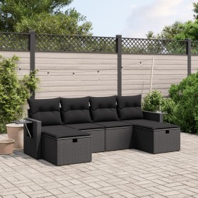 6-teiliges Gartensofa-Set und schwarze synthetische Rattankissen von vidaXL, Gartensets - Ref: Foro24-3263851, Preis: 368,86 ...